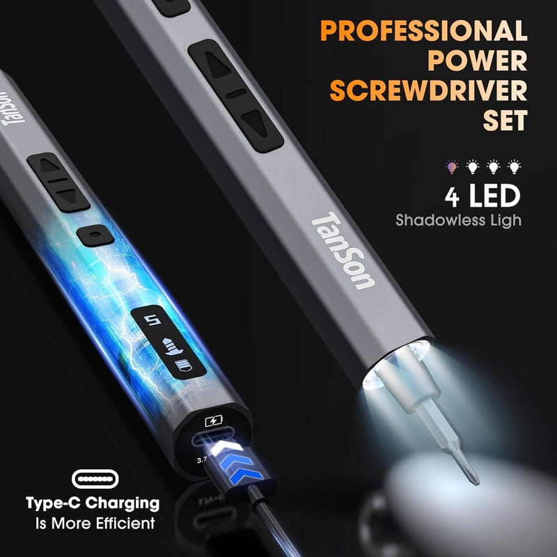 Tanso Mini Electric Screwdriver Set,3.7V Precision Screwdriver Set 66 in 1 Magnetic Drill,HD Display,5 Torque Settings,4 LED Lights, Portable Repair Tool Kit for Computer,Phone, Watch,Camer,Glasses - Image 4